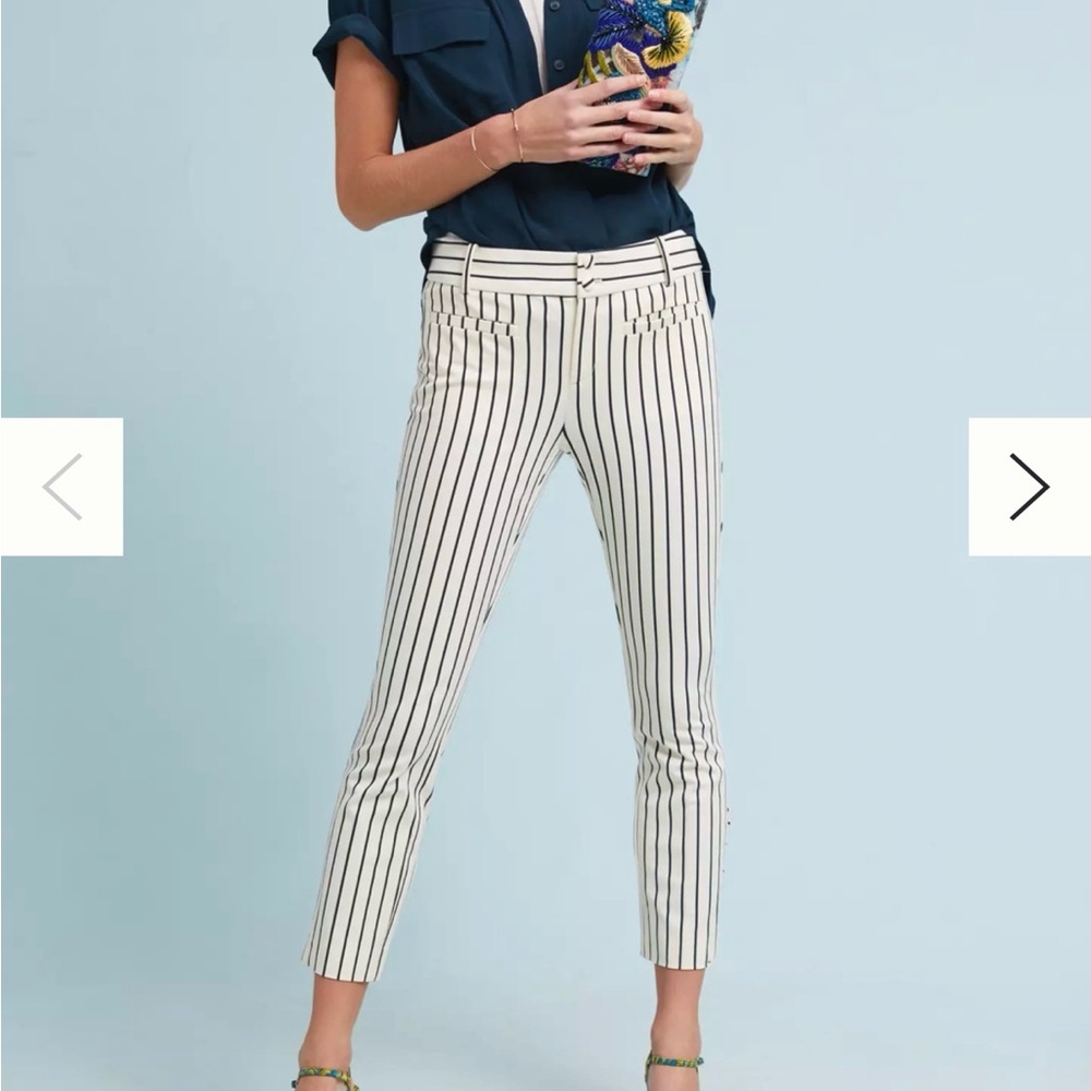 Anthropologie The Essential Striped Slim Trousers